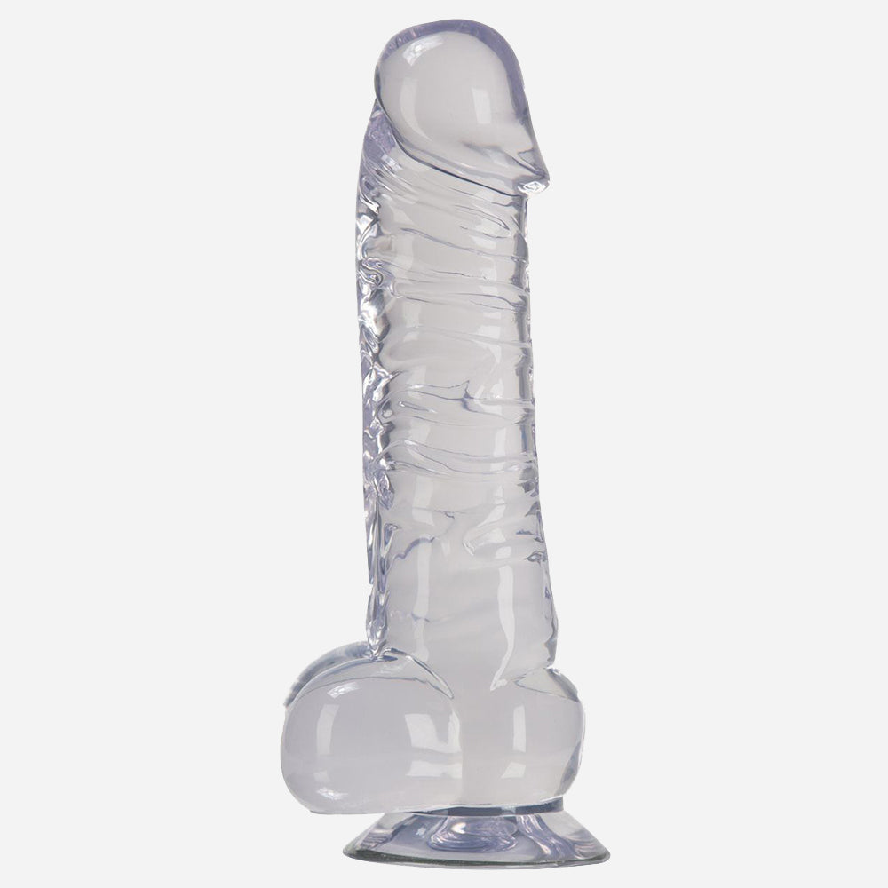 Luxy 7 Inch Clear Stone Dildo with Balls