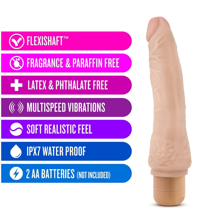 Blush BL-11323 Dr Skin 8.5" Cock Vibe 7 Realistic Vibrator Beige Features