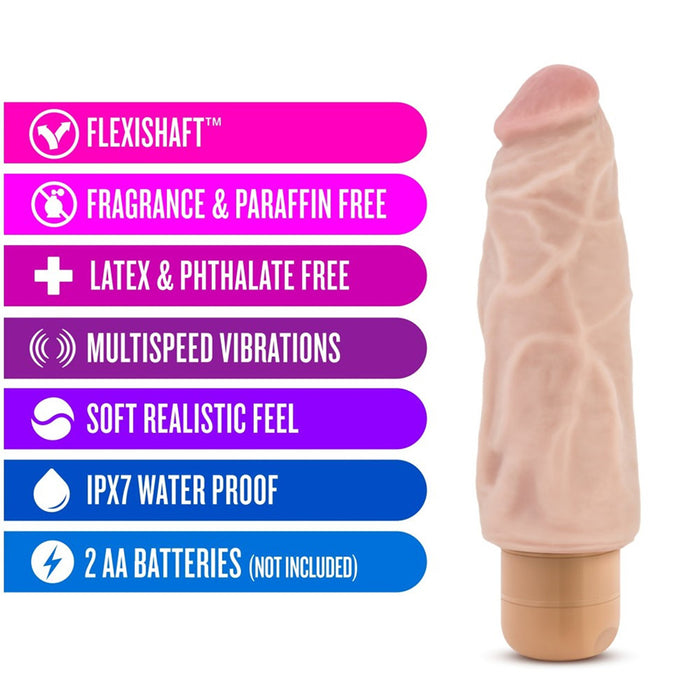 Blush BL-11343 Dr. Skin Cock Vibe 9 Realistic Vibrator Beige Features