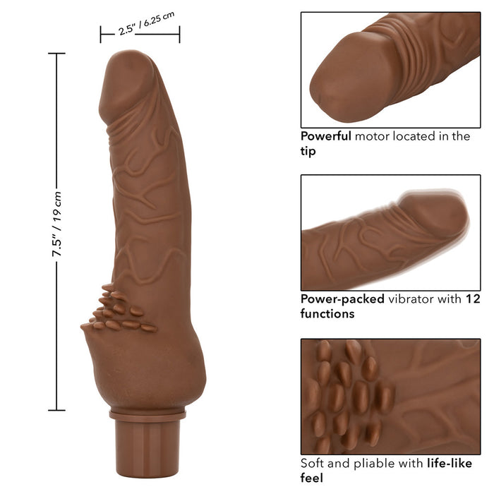 CalExotics SE-0842-30-3 Rechargeable Power Stud Cliterrific Realistic Vibrator Brown Features