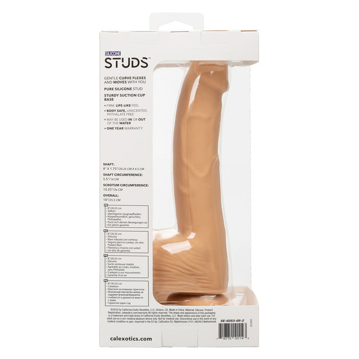 CalExotics SE-0253-05-2 Silicone Studs 8 Inch Realistic Dildo Ivory Package Back