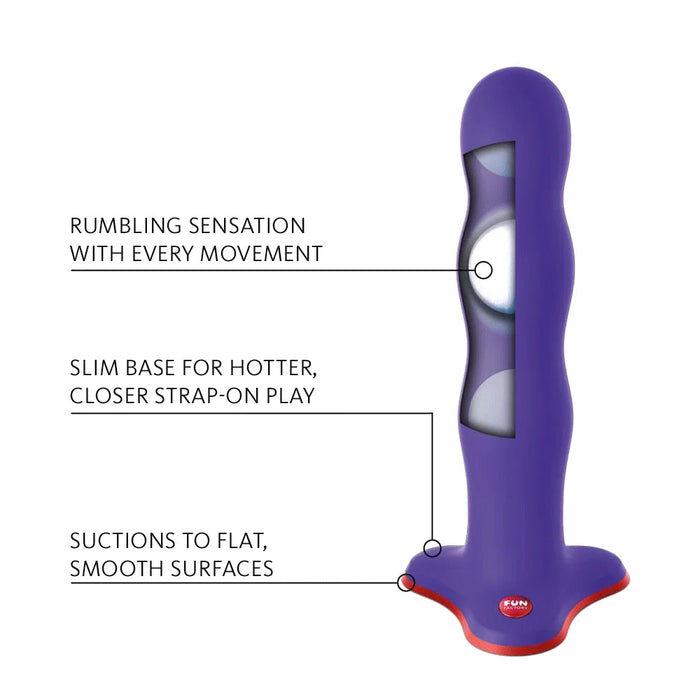 Fun Factory Bouncer Rumbling Dildo Flashy Purple Features