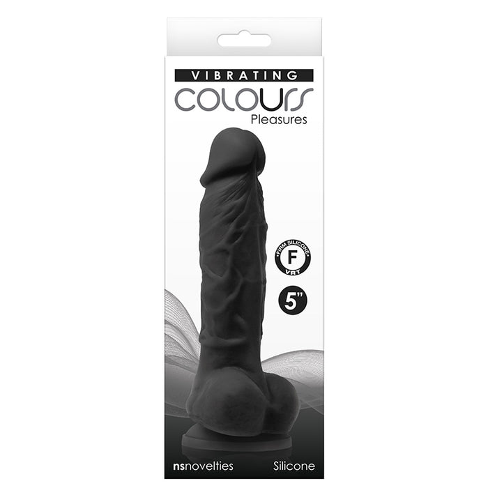 NS Novelties NSN-0402-23 Colours Pleasures 5 Inch Realistic Vibrating Dildo Black Package Front