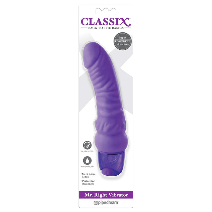 Pipedream PD1981-12 Classix Mr Right Realistic Beginner's Vibrator Purple Package Front