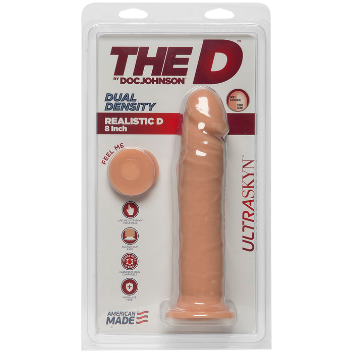 The D: Realistic D 8 Inch Ultraskyn Dildo - Vanilla - Package