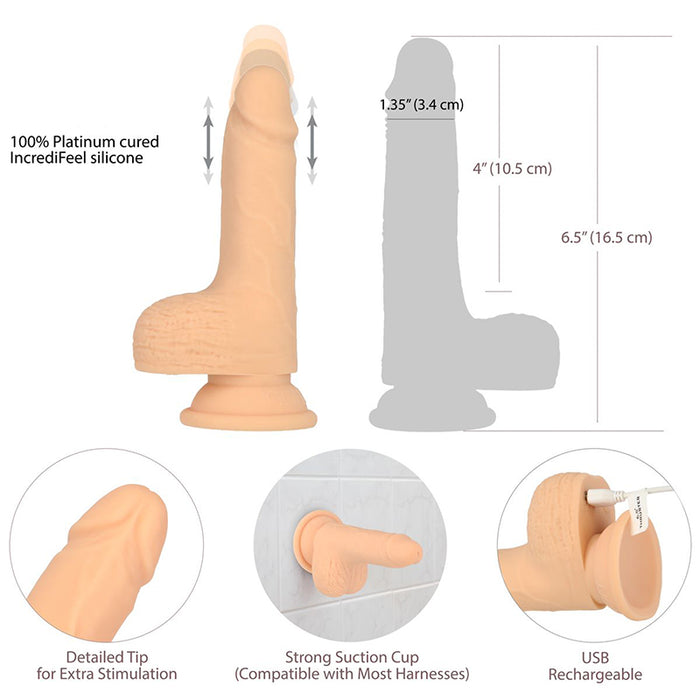 BMS Factory 88625 Naked Addiction 6.5 Inch Thrusting Dildo Vanilla Features