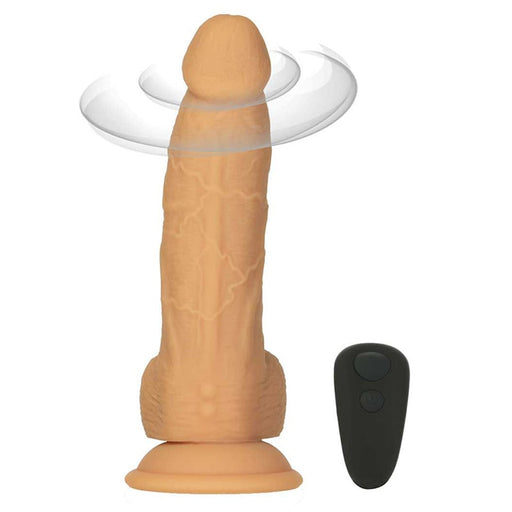 BMS Factory 88122 Naked Addiction 8 Inch Rotating & Vibrating Dildo with Remote - Caramel