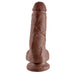 King Cock 8 Inch Cock with Balls Realistic Suction Cup Dildo - Brown