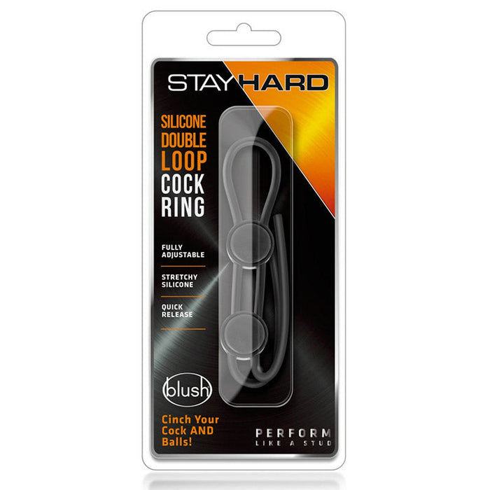 Blush BL-32095 Stay Hard Silicone Double Loop Cock Ring - Black Package